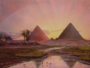 Pyramidy v Gizeh, 1855